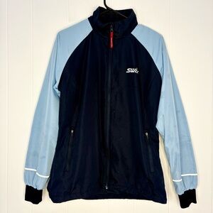 SWIX Women’s Jacket Full Zip Blue Black Activewear Running Swixfactor Medium